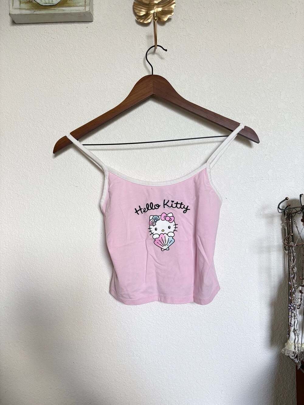 Sanrio Hello Kitty Crop Top Camisole Pink Shell Graphic